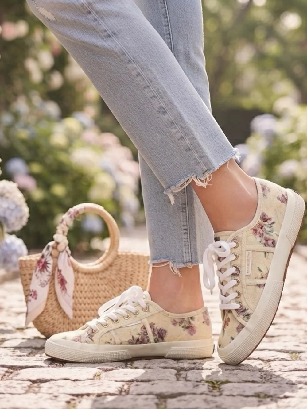 Superga x LoveShackFancy Floral Canvas Low Top Sneakers Size US 6 / EU 36